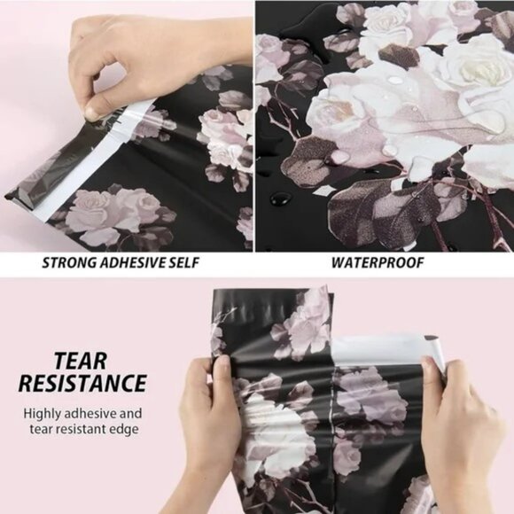 Black Floral 10 X13 Poly Mailers 20 Count New - Picture 6 of 10